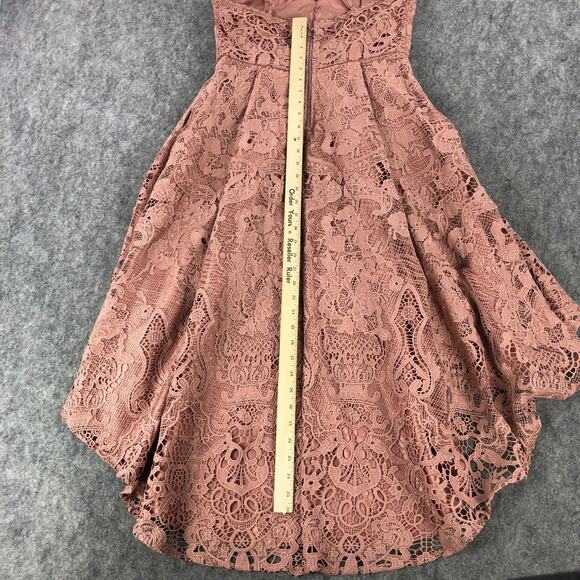 Two Sisters Dress Size 8 Blush Pink Floral Lace Overlay High-Low Sweetheart Neck - Picture 14 of 16